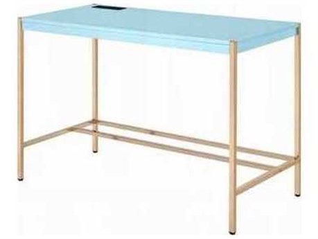 Acme Furniture Midriaks Baby Blue Gold Writing Desk