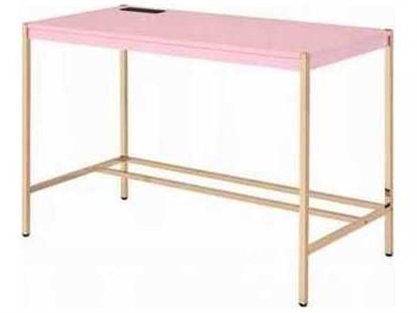 Acme Furniture Midriaks Pink Gold Writing Desk