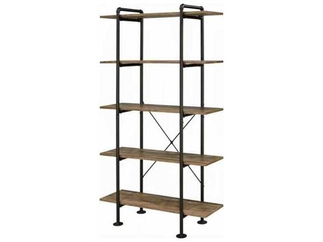 Acme Furniture Rustic Oak Black Bookcase