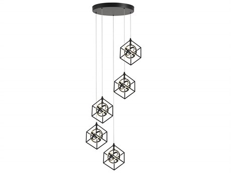 Artcraft Tulip 5-Light Matte Black Geometric Pendant