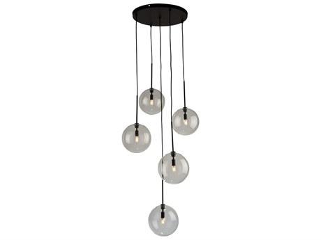 Artcraft Pinpoint 5-Light Black Glass Globe Pendant