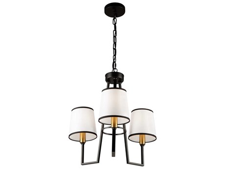 Artcraft Coco 3-Light Gold Black Empire Chandelier