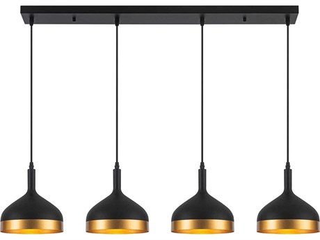 Artcraft Dash 4-Light Black Gold Linear Island Pendant