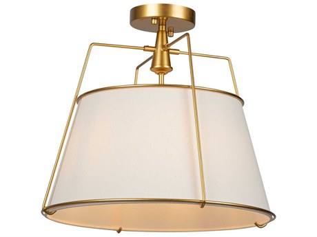 Artcraft Pullman 3-Light Brass Drum Semi Flush Mount