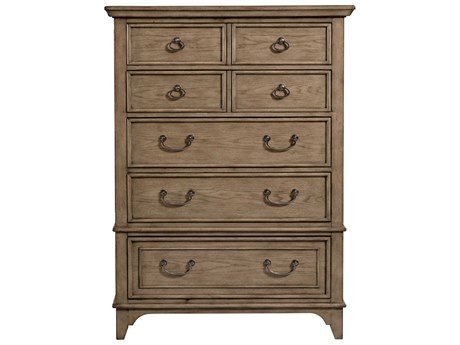 American Drew Carmine Mitchell Latte Brown Oak Wood Accent Chest