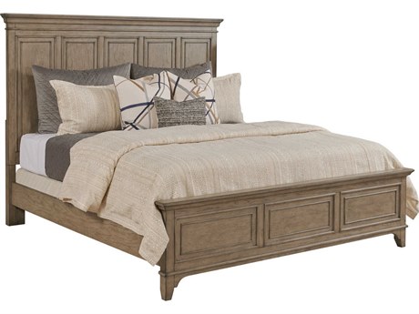 American Drew Carmine Asher Latte Brown Oak Wood Queen Panel Bed