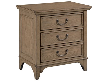 American Drew Carmine Mitchell 3-Drawers Brown Oak Wood Nightstand