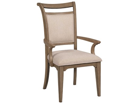 American Drew Carmine Phifer Oak Wood Brown Upholstered Arm Dining Chair