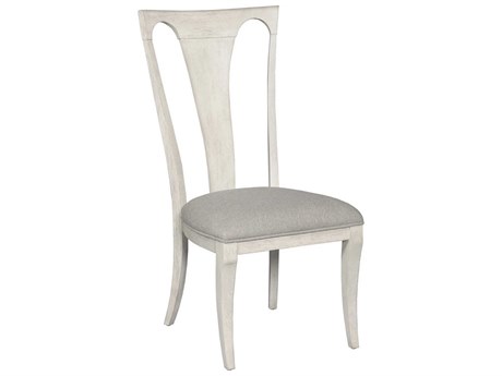 American Drew Harmony Nevin Oak Wood White Upholstered Armless Dining Chair