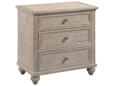 American Drew Cambric Miriam 3-Drawers Beige Oak Wood Nightstand