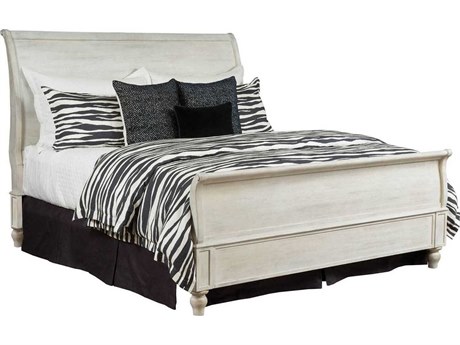 American Drew Litchfield Hanover Sun Washed White Hardwood Wood Queen Sleigh Bed
