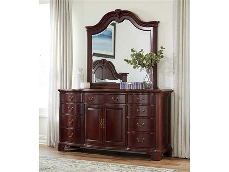 American Drew Cherry Grove Brown Wood Dresser with Mirror