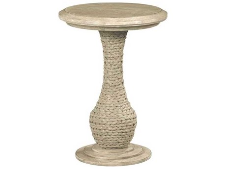 American Drew Vista Bisycane Round Wood Oyster End Table