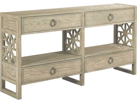 American Drew Vista Biscayne Rectangular Wood Oyster Console Table