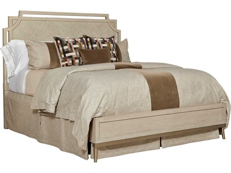 American Drew Lenox Royce Alabaster Brown Oak Wood Queen Panel Bed