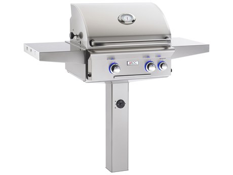 AOG L Series Post Mount 24'' BBQ Grill with Rotisserie and Back Burner