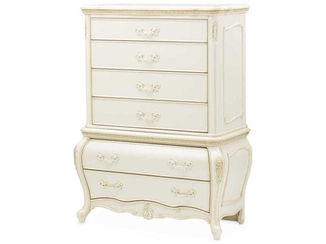Michael Amini Lavelle Classic Pearl White Poplar Wood Accent Chest
