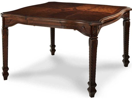 Michael Amini Windsor Court Square Vintage Fruitwood Counter Table