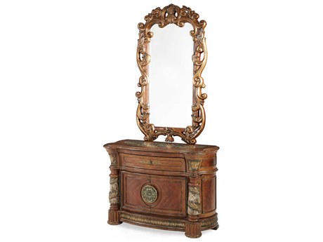 Michael Amini Villa Valencia 1-Drawer Brown Chest Nightstand Set