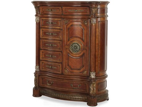 Michael Amini Villa Valencia Brown Birch Wood Accent Chest