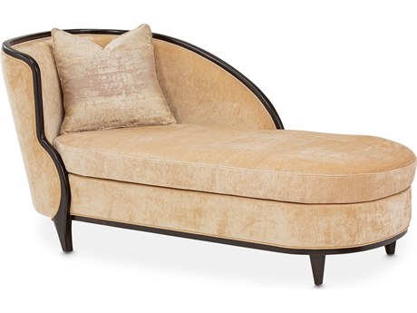 Michael Amini Malibu Crest - Mahogany Beige Upholstered Chaise