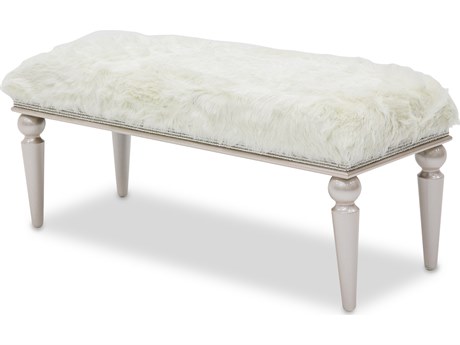 Michael Amini Glimmering Heights White Upholstered Accent Bench