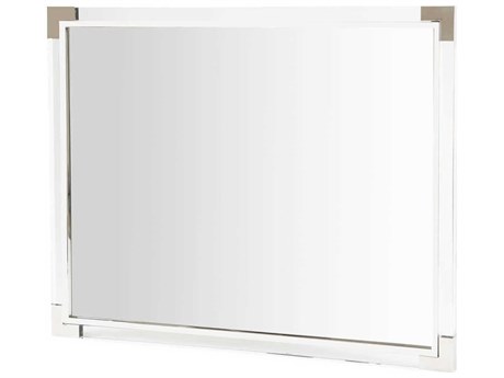 Michael Amini State St Rectangular Glossy White Wall Mirror