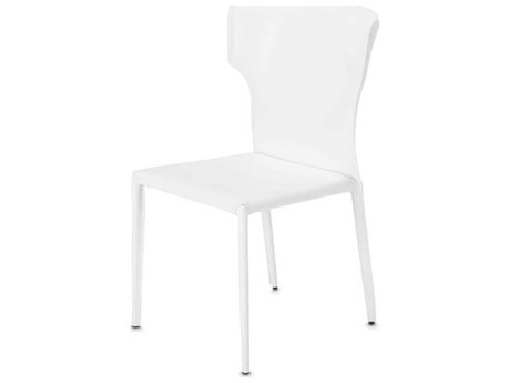 Michael Amini Halo Leather White Upholstered Side Dining Chair