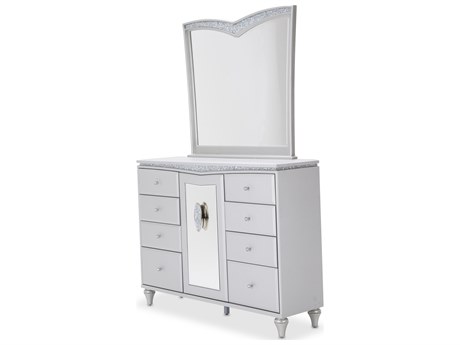 Michael Amini Melrose Plaza Gray Dresser With Mirror Set