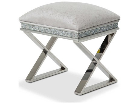 Michael Amini Melrose Plaza Dove Grey Upholstered Accent Stool