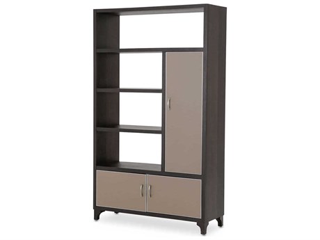 Michael Amini Pebble Grain Taupe Umber Bookcase