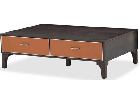 Michael Amini Rectangular Wood Umber Diablo Orange Cocktail Table