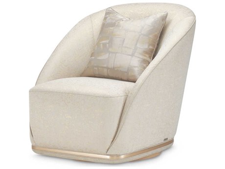Luxecor Gilded Swivel White Fabric Accent Chair