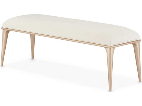 Luxecor Gilded Champagne White Upholstered Accent Bench