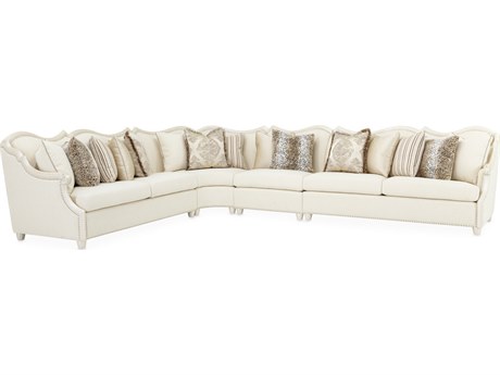 Michael Amini Chamberi Cream Upholstered Sectional Sofa