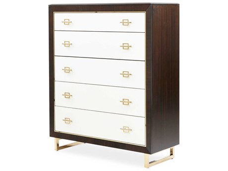 Michael Amini Belmont Place White Espresso Brown Poplar Wood Accent Chest