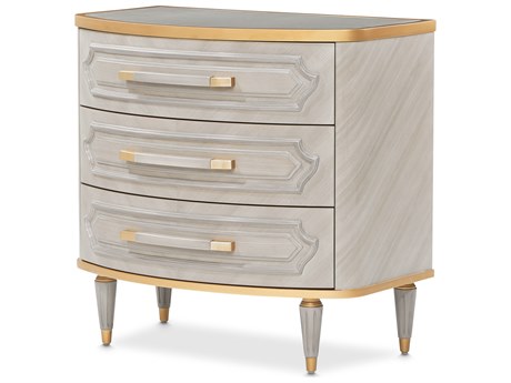 Michael Amini St. Charles 3-Drawers Gray Poplar Wood Nightstand