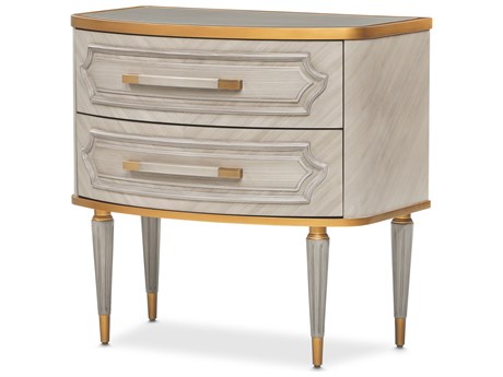 Michael Amini St. Charles 2-Drawers Gray Poplar Wood Nightstand