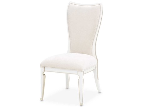 Michael Amini La Marisia Poplar Wood White Upholstered Armless Dining Chair Set of 2