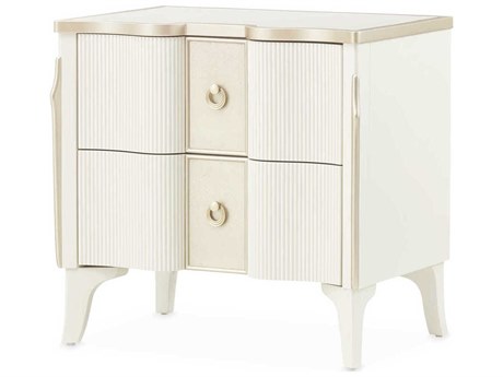 Michael Amini La Marisia 2-Drawers White Poplar Wood Nightstand
