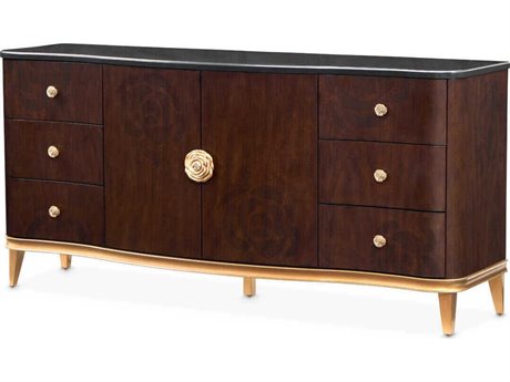 Michael Amini Camellia Field Pecan 6-Drawers Brown Poplar Wood Dresser