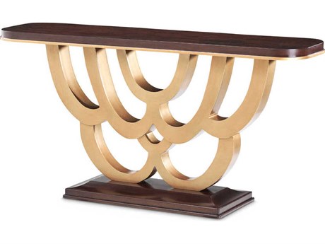 Michael Amini Camellia Field Pecan Rectangular Wood Warm Console Table