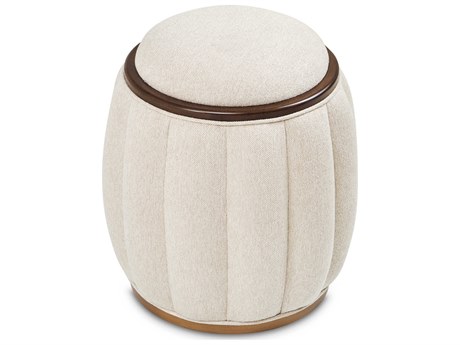 Michael Amini Camellia Field Pecan Warm White Upholstered Accent Stool