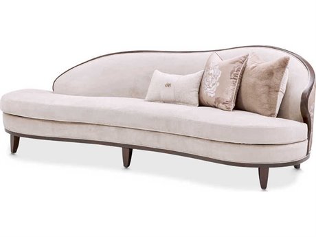 Michael Amini Camellia Field Pecan Warm White Velvet Upholstered Sofa