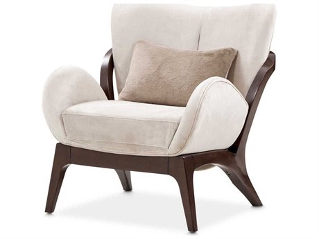 Michael Amini Camellia Field Pecan White Accent Chair