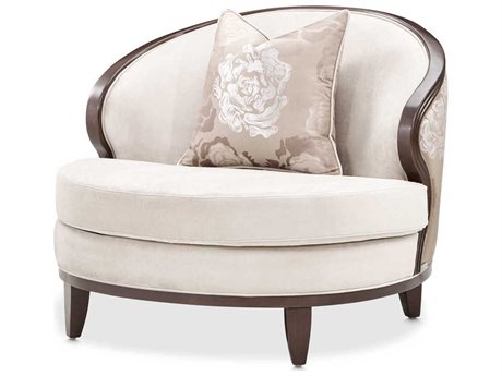 Michael Amini Camellia Field Pecan White Velvet Accent Chair