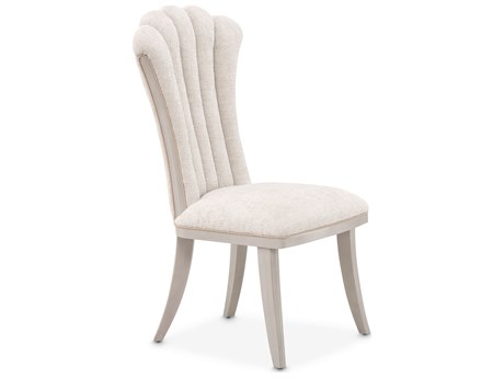 Michael Amini Fantosini Poplar Wood Beige Upholstered Armless Dining Chair Set of 2