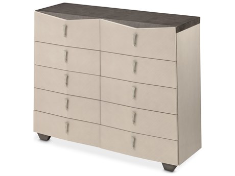 Michael Amini Fantosini Silver Mist Beige Poplar Wood Accent Chest