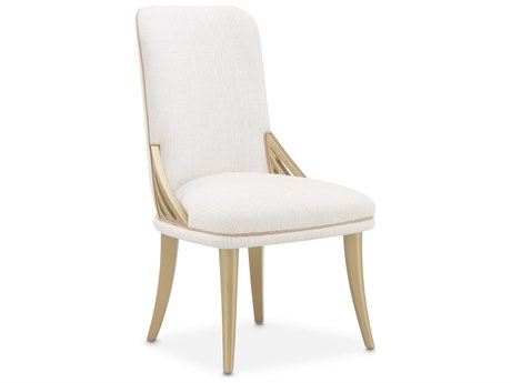 Michael Amini La Terrazza Poplar Wood Beige Upholstered Armless Dining Chair Set of 2
