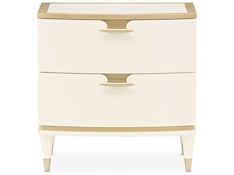Michael Amini La Terrazza 2-Drawers Beige Poplar Wood Nightstand